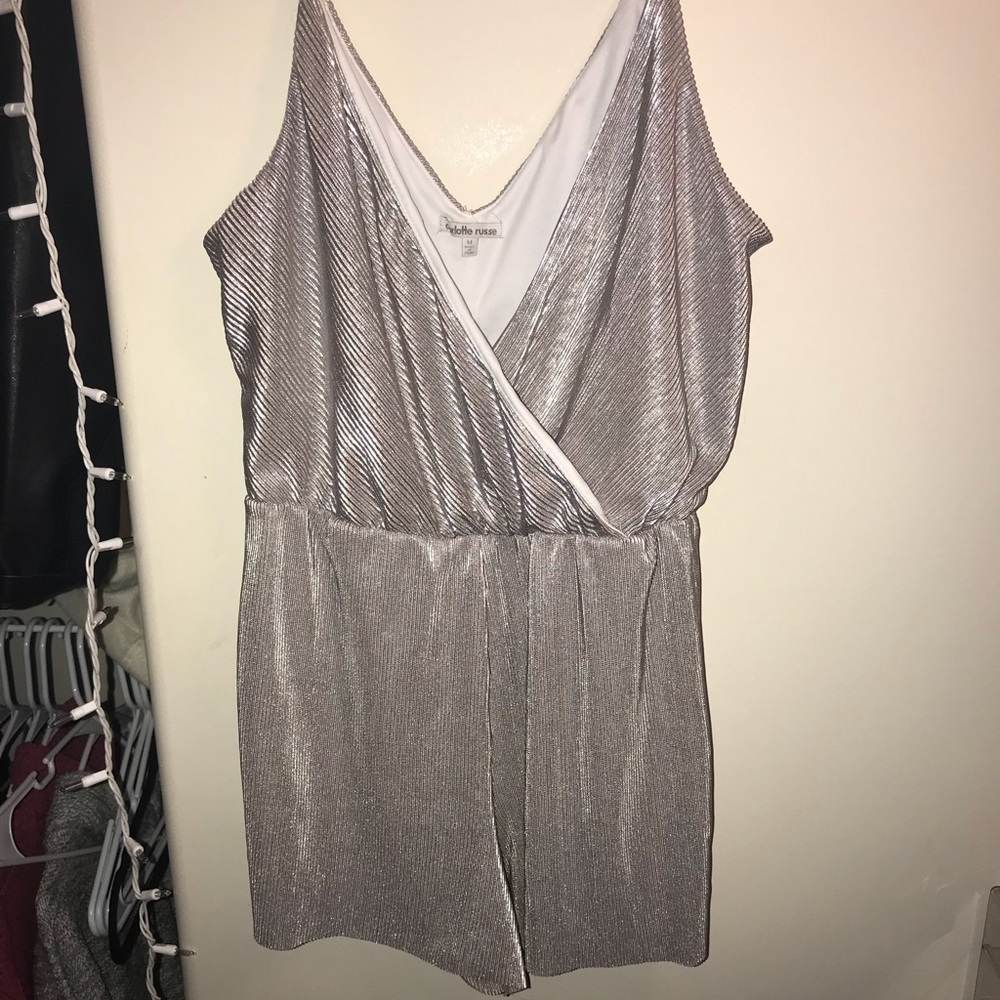 Metallic surplice romper